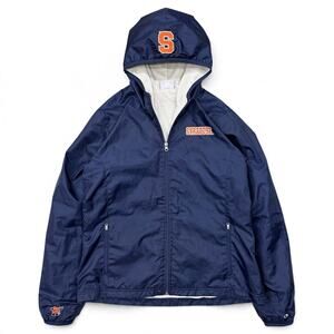 Vintage Champion Syracuse Orange Navy Fleece Lined Nylon Jacket Women’s XL Hood